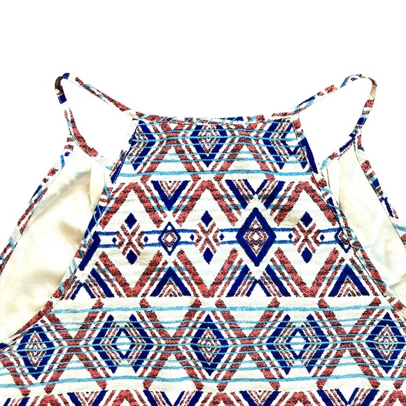Skies Are Blue Women’s sleeveless halter geometric print shift dress, Sz L - Picture 12 of 15